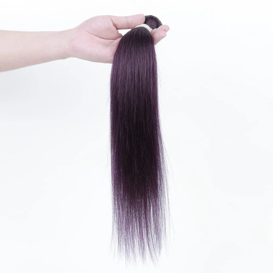 Queen Remy Human Hair 3 Bundles Straight Hair Weave Purple Color