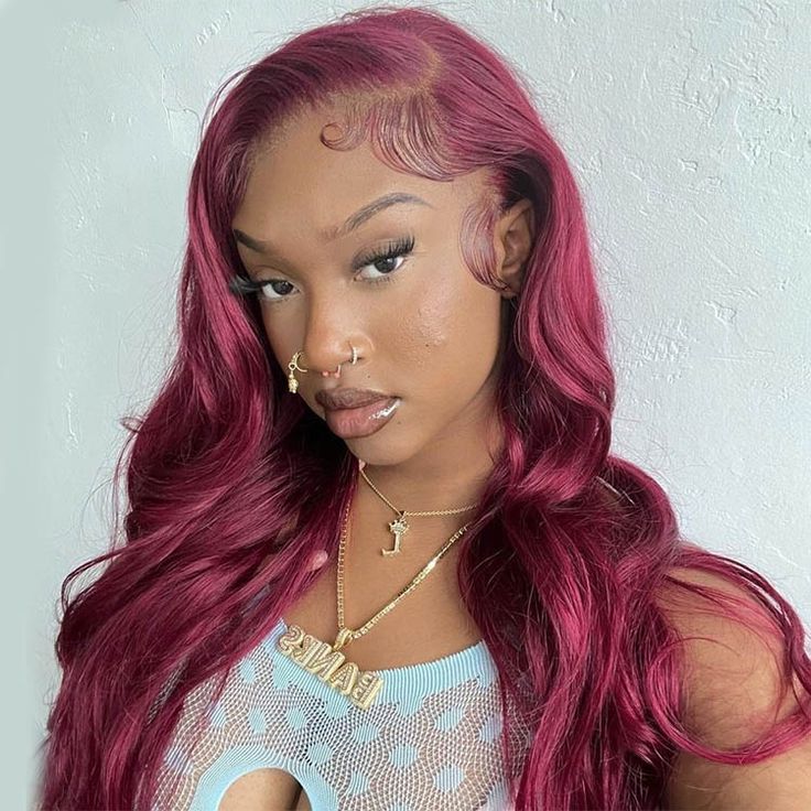 QVR New 99J HD 13x4 5x5 Lace Frontal Wigs Affordable Burgundy Straight Wigs