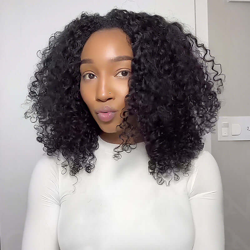 Flash Sale|QVR Glueless Half Wig 3 In 1 Twist Curly Human Hair