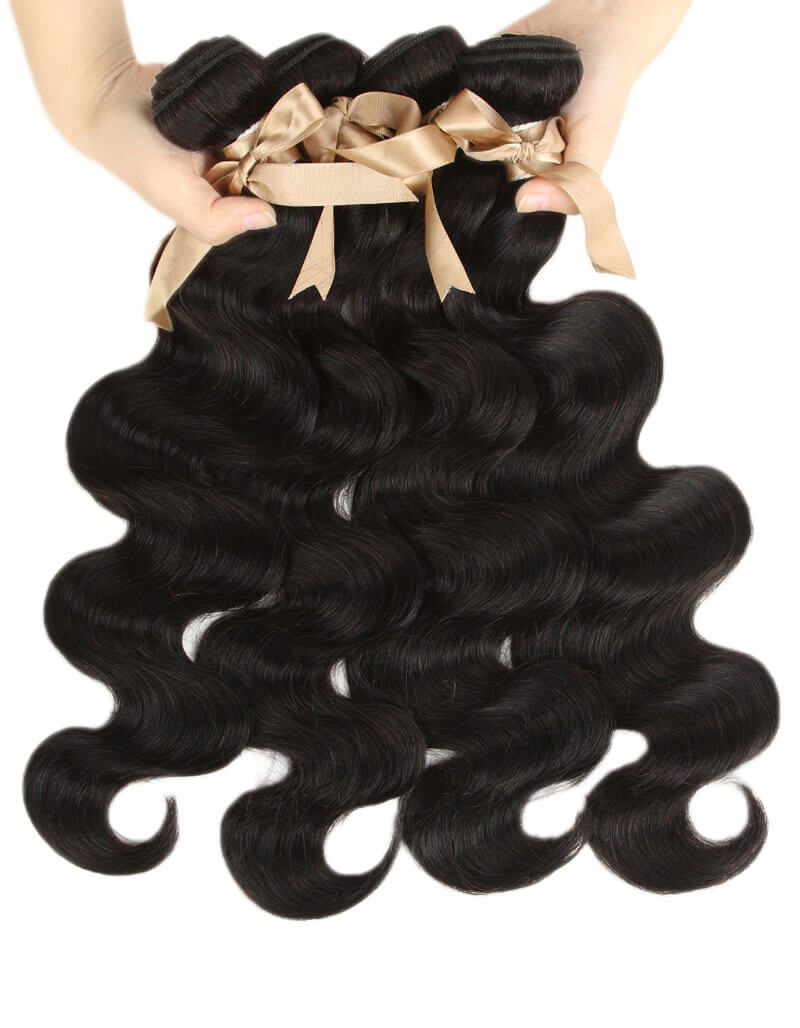 QVR Remy Human Hair Bundle Body Wave 4 Bundles Natural Color