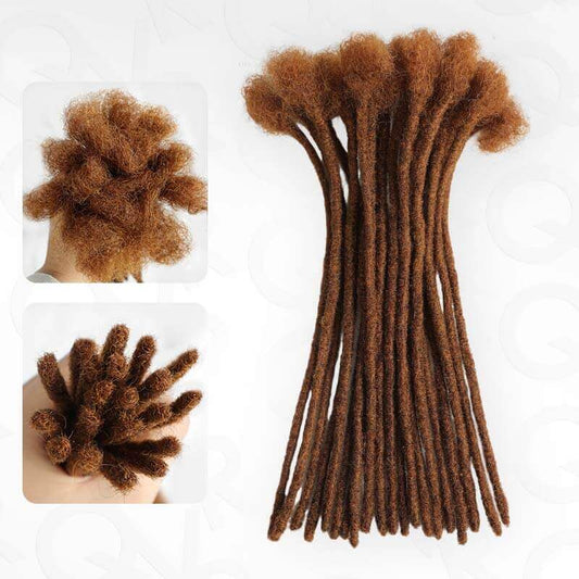 QVR Handmade Dreadlocks Auburn Brown #30 Thickness 0.6cm Human Hair Loc Extensions