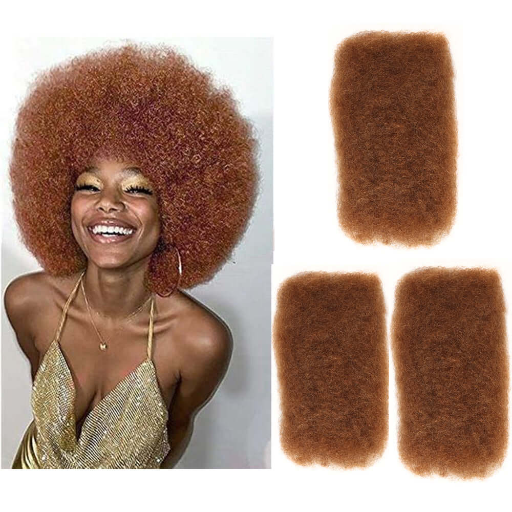 50% OFF| Auburn Brown Afro Kinky Bulk Human Hairn Color For Braiding DreadLock