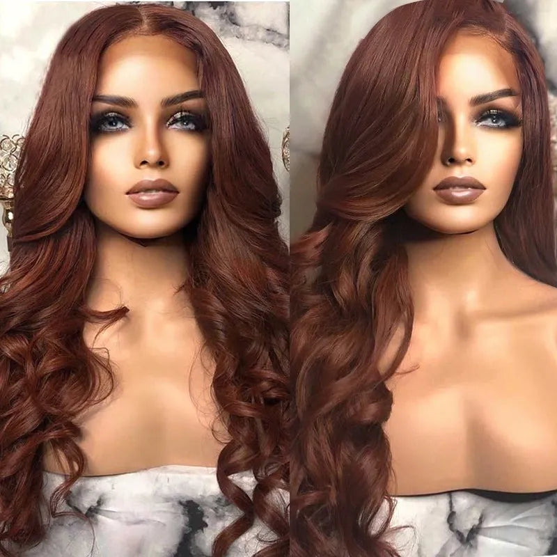 QVR Reddish Brown 13x4 Lace Body Wave Wig 4x4 Lace Human Hair Wigs
