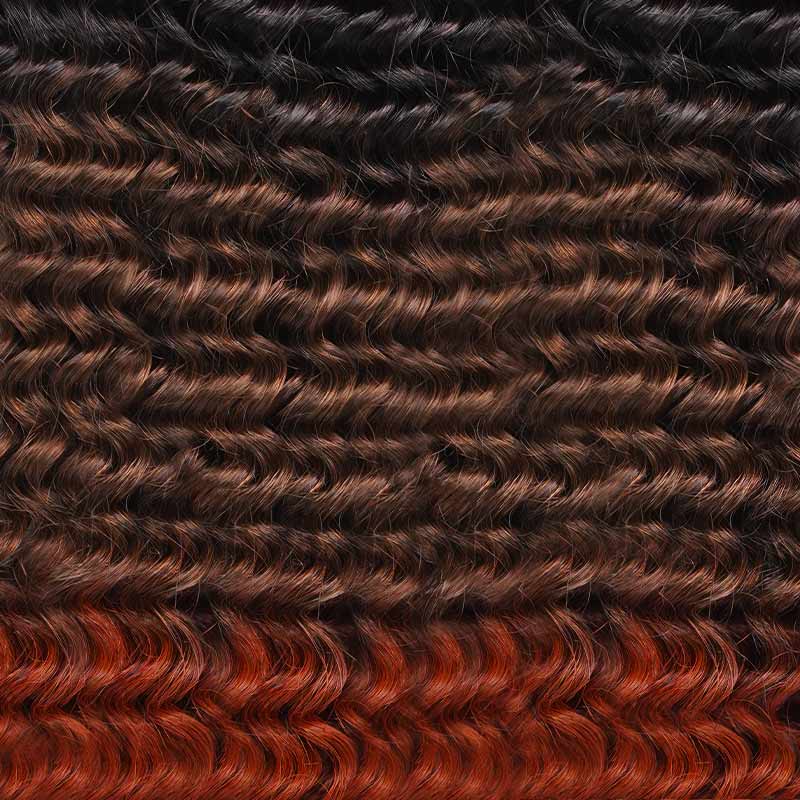 QVR Ombre #T1B/30/350 Small Kinky Curly Machine Made Feather Crochet Human Hair Extensions