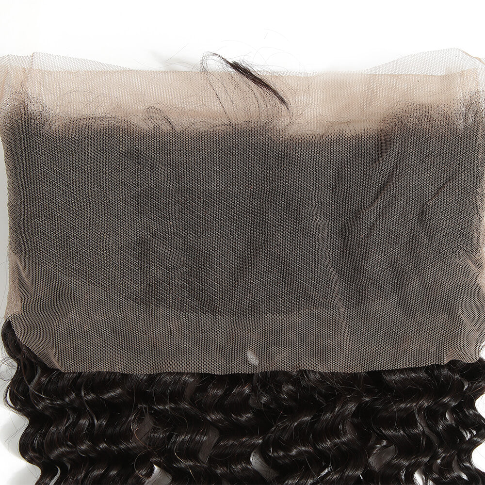 QVR Virgin Human Hair 360 Frontal Closure Curly Wave Natural Color