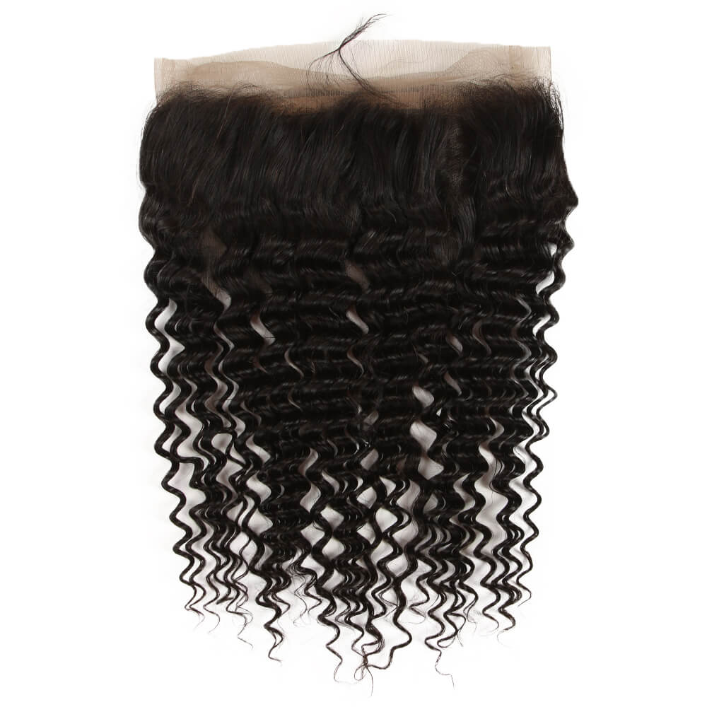 QVR Virgin Human Hair 360 Frontal Closure Curly Wave Natural Color
