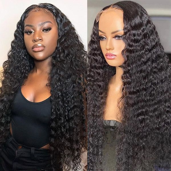 QVR Glueless 13x4 HD Lace Frontal Wig Deep Wave Invisible HD Lace Human Hair Wigs