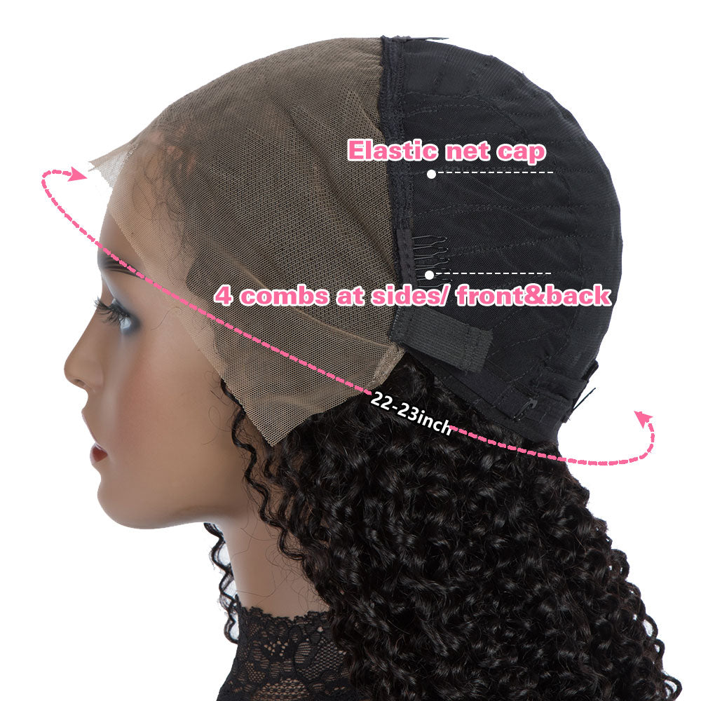 QVR Remy Human Hair 13*4 Lace Frontal Wigs Curly Wave Wig