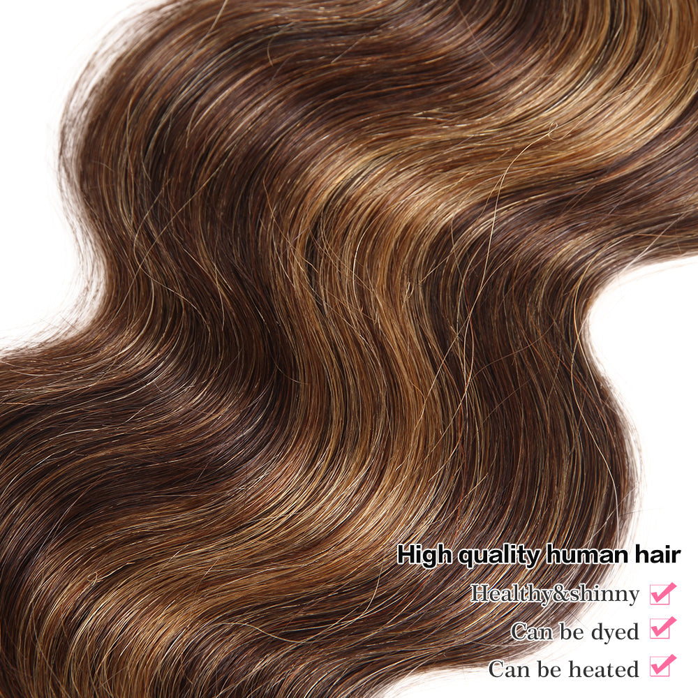 QVR Body Wave Weave 3 Bundles Virgin Human Hair Highlight Piano Brown Blonde Hair Bundles
