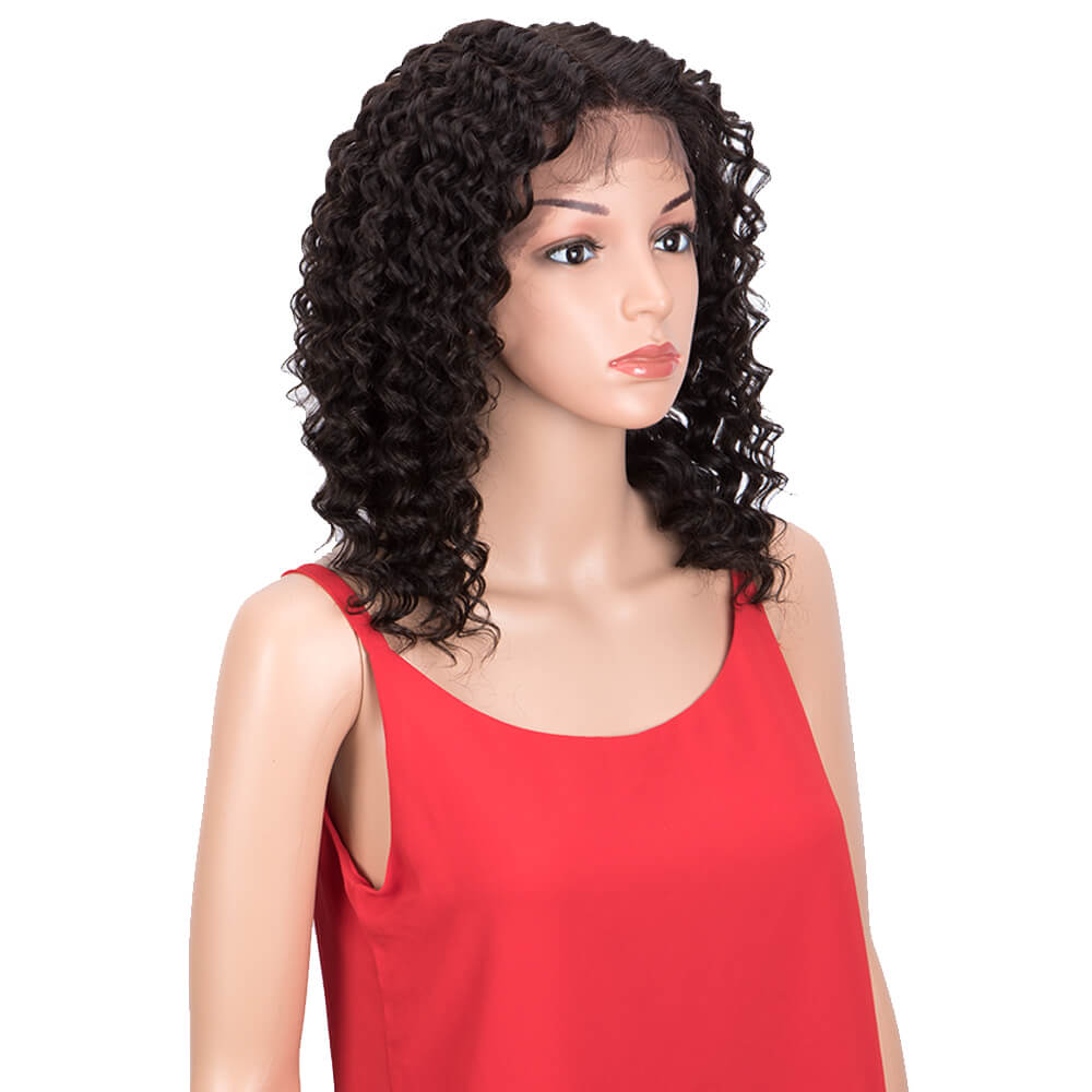 QVR Virgin Human Hair Part Lace Wig Deep Wave Wigs
