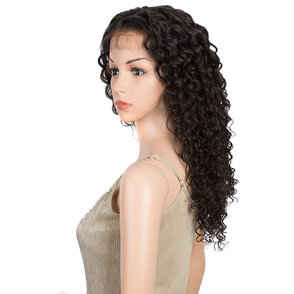 QVR Virgin Human Hair 13x6 Lace Frontal Human Hair Wigs Bleach Knots Deep Curly Wig Invisible Lace Frontal Wigs