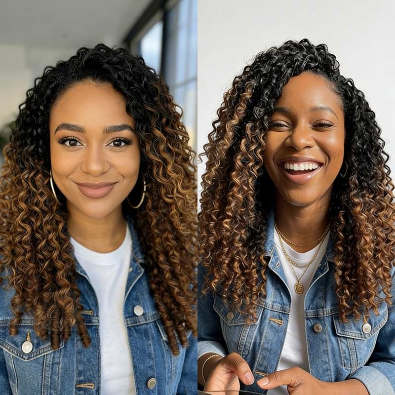 P3G5|Ombre Brown #T1B/30 Feather Crochet Human Hair