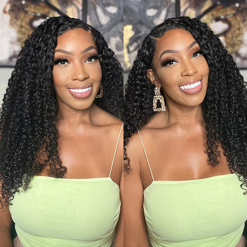 QVR Pre-plucked Undetectable 13x4/4x4/13x6 Transparent Lace Frontal Wig Kinky Curly Human Hair Wig