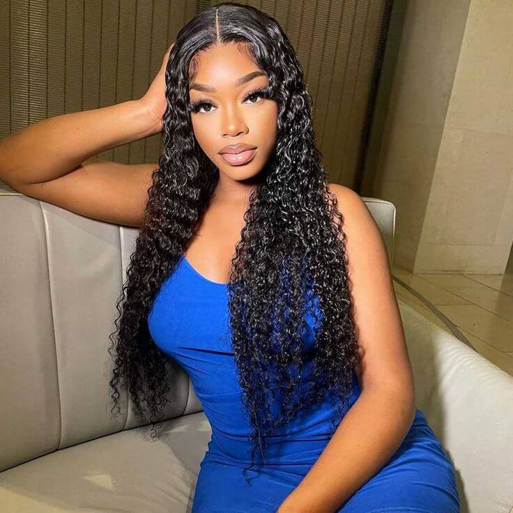 QVR Pre Plucked Long Curly Lace Front Wig High Quality Long Human Hair Wigs