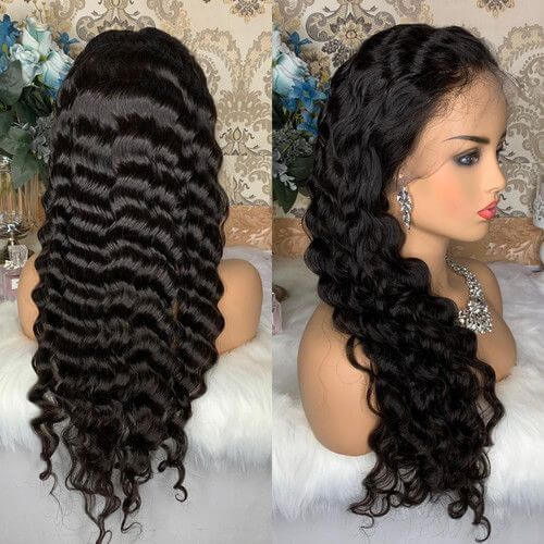 QVR Loose Deep Wave Wig Long Human Hair Wigs 13x4 Lace Front Wigs