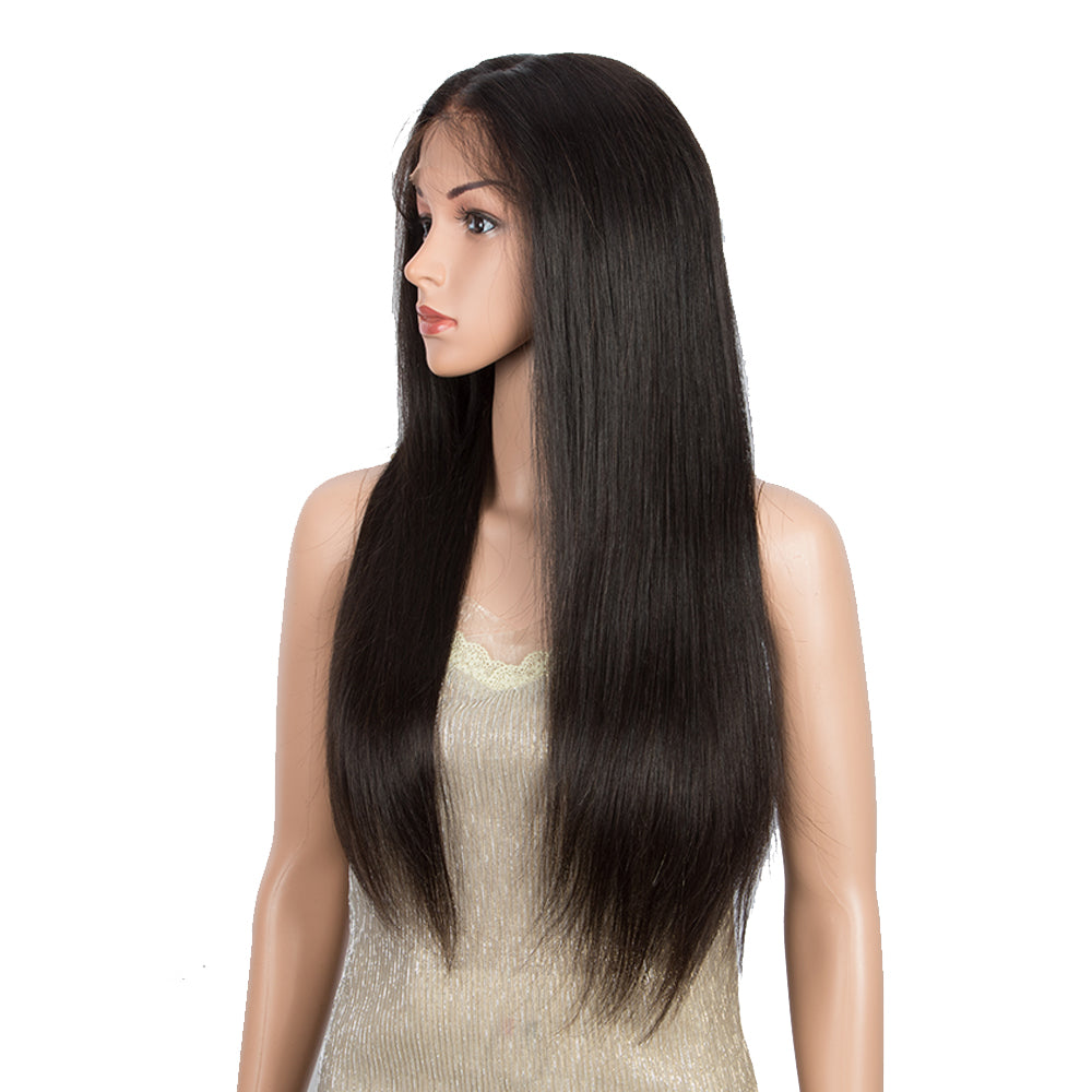 QVR Virgin Human Hair 13x6 Lace Frontal Straight Wigs Bleach Knots Wig
