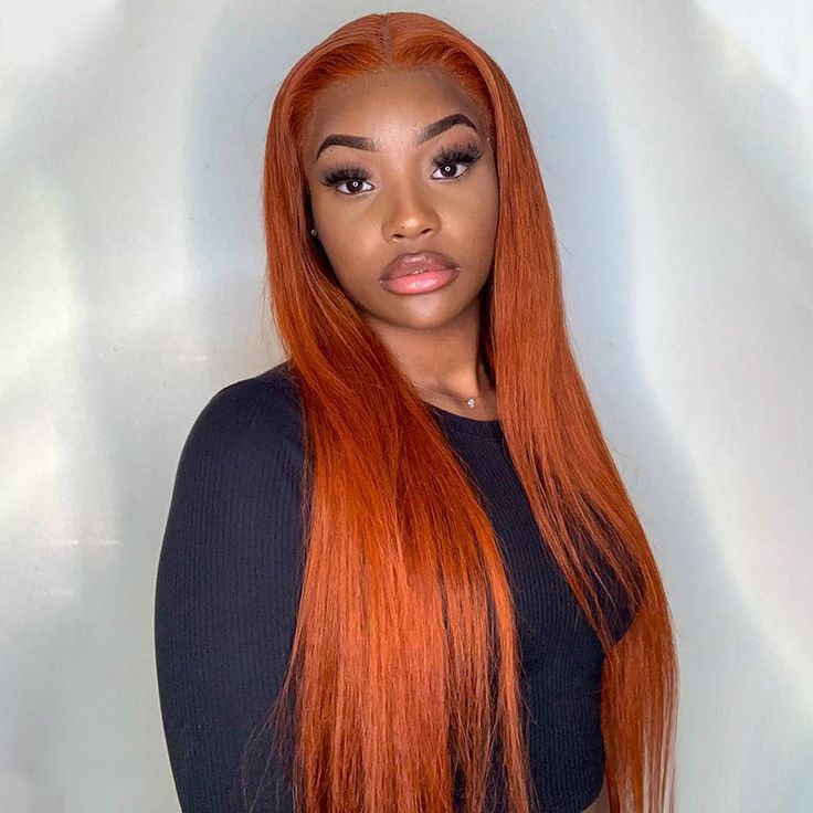 QVR Promotion Ginger Orange Straight T Lace Part Wigs With Pre Plucked Hairline