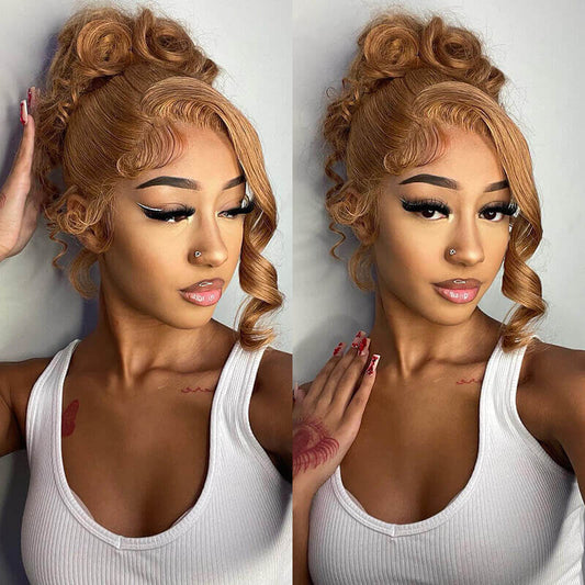 QVR #27 Honey Blonde Colored Wig Body Wave 4x4/5x5/13x4 Transparent Lace Wig Human Hair Wigs