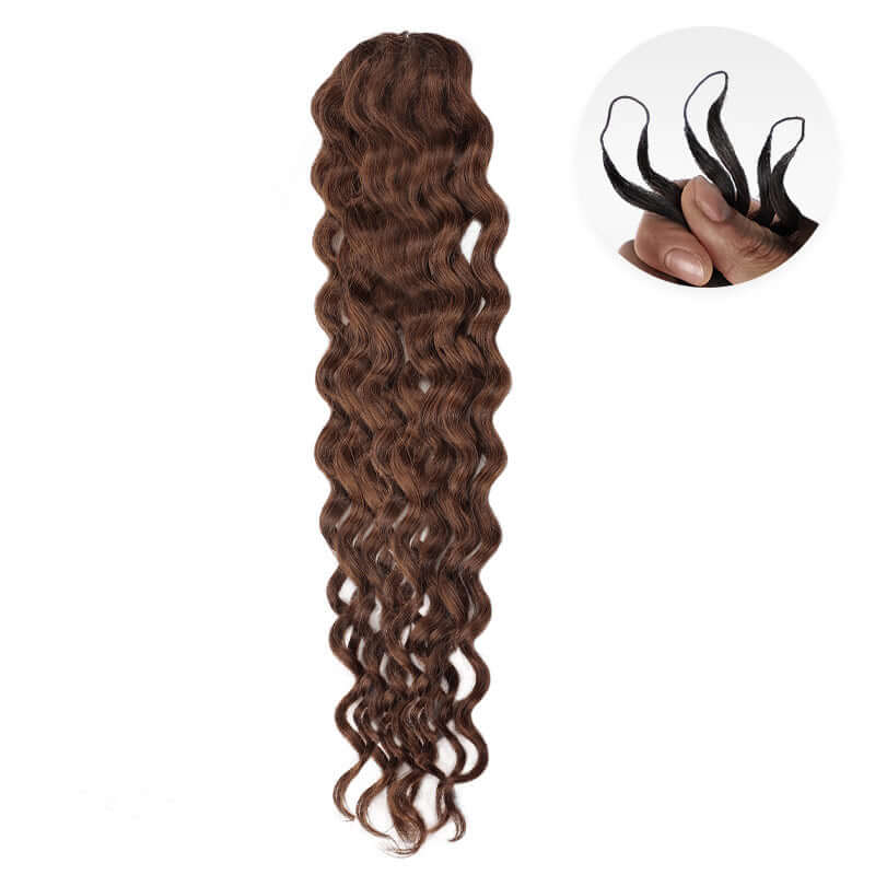 CLEARANCE|#4 Color Brown Water Wave Crochet Braid Human Hair Extensions
