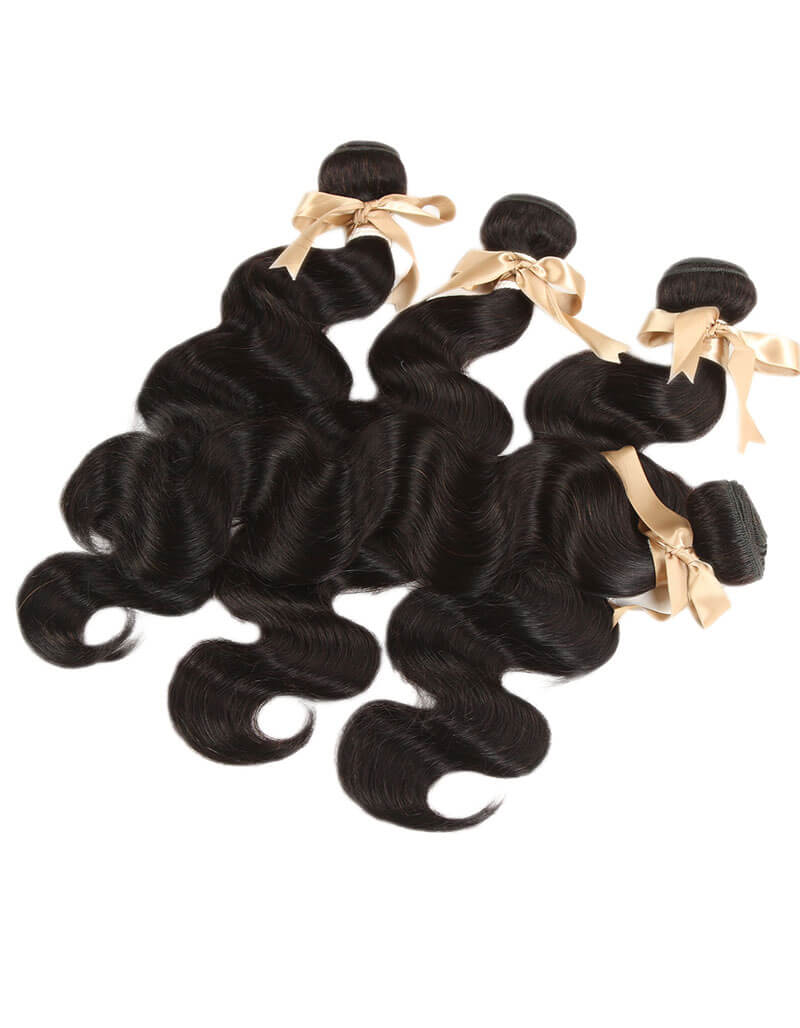 QVR Remy Human Hair Bundle Body Wave 4 Bundles Natural Color
