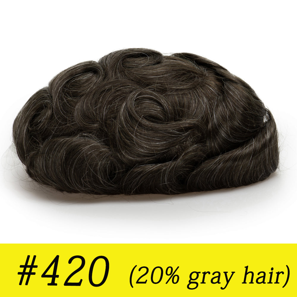 Upgrade Mirage |0.04-0.06mm Full Super Thin Skin Single Knots Base | Toupee for Men | Celebrities Choice