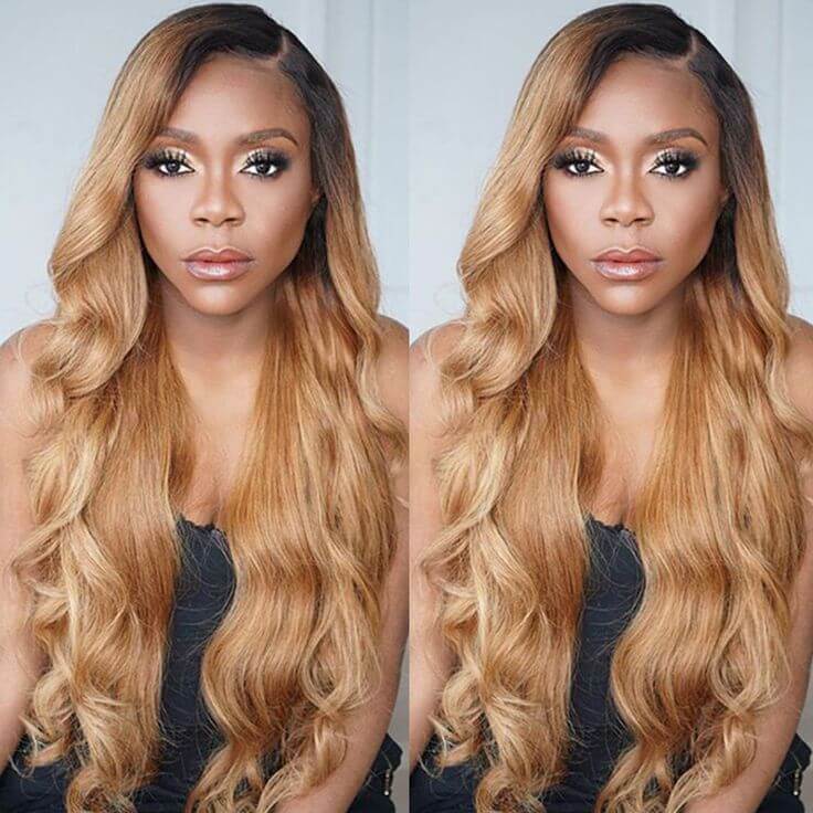 QVR 1B/27 Ombre Color Wig 13x4/4x4 Transparent Lace Frontal Wig Human Hair Wigs 180% Density