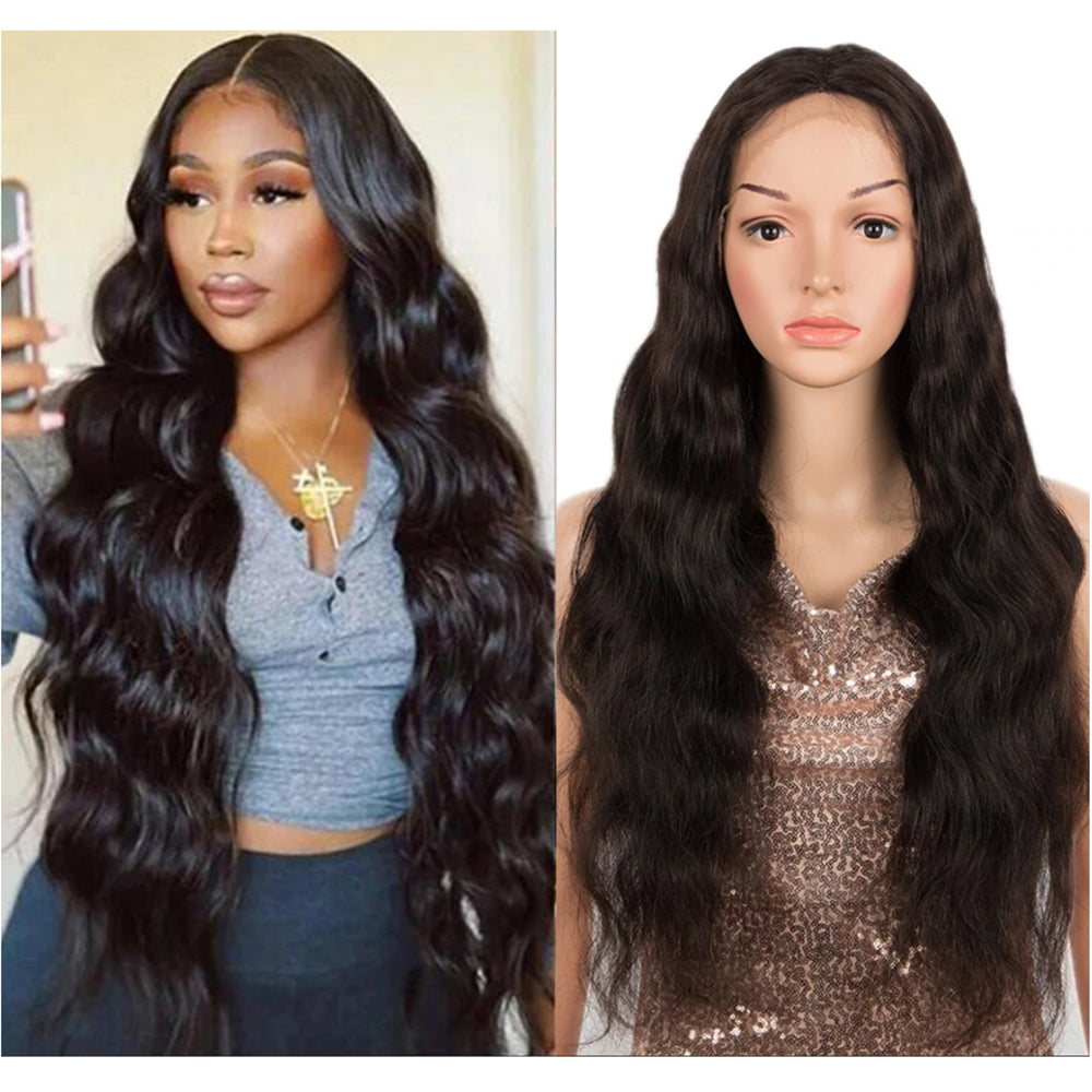 QVR 4X1 T Lace Human Hair Wigs Body Wave Hair Lace Front Wig Pre-plucked Hairline with Baby Hair Wigs Natural  Black Color