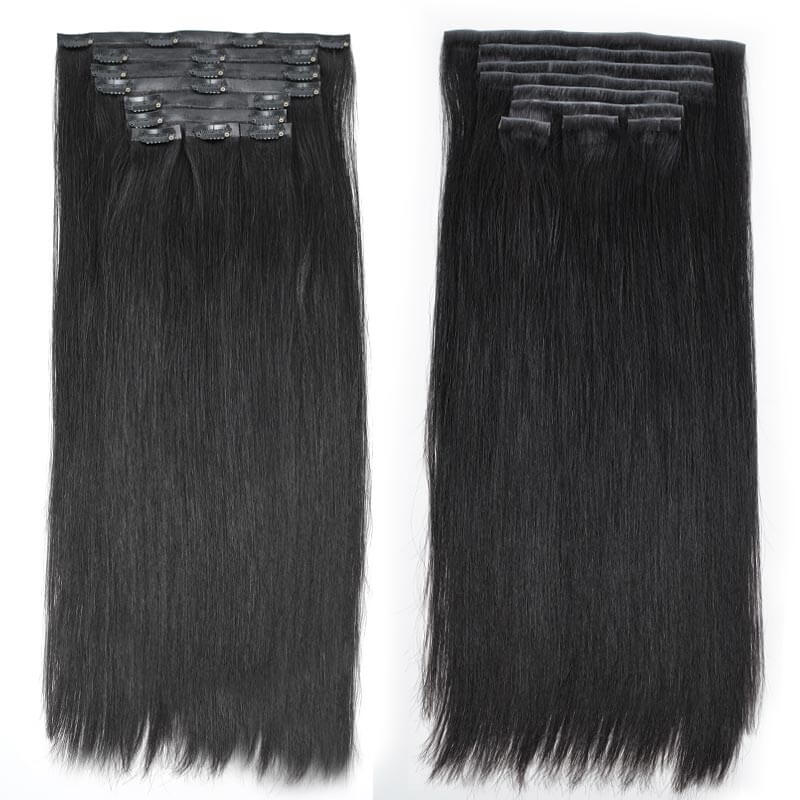 QVR Upgraded Invisible Edge 9PCS PU Clip Ins Extensions 5PCS Volumizer Natural Straight Seamless Clip In Human Hair