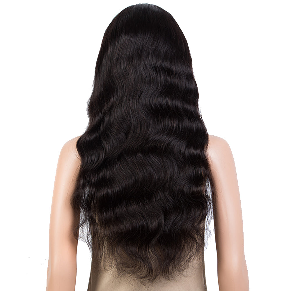 QVR Remy Human Hair Headband Wig Body Wave Headwrap Wig Natural Color