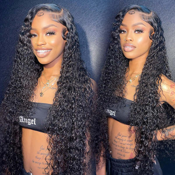 QVR Long Lace Front Wigs Deep Wave Pre Plucked Frontal Wigs