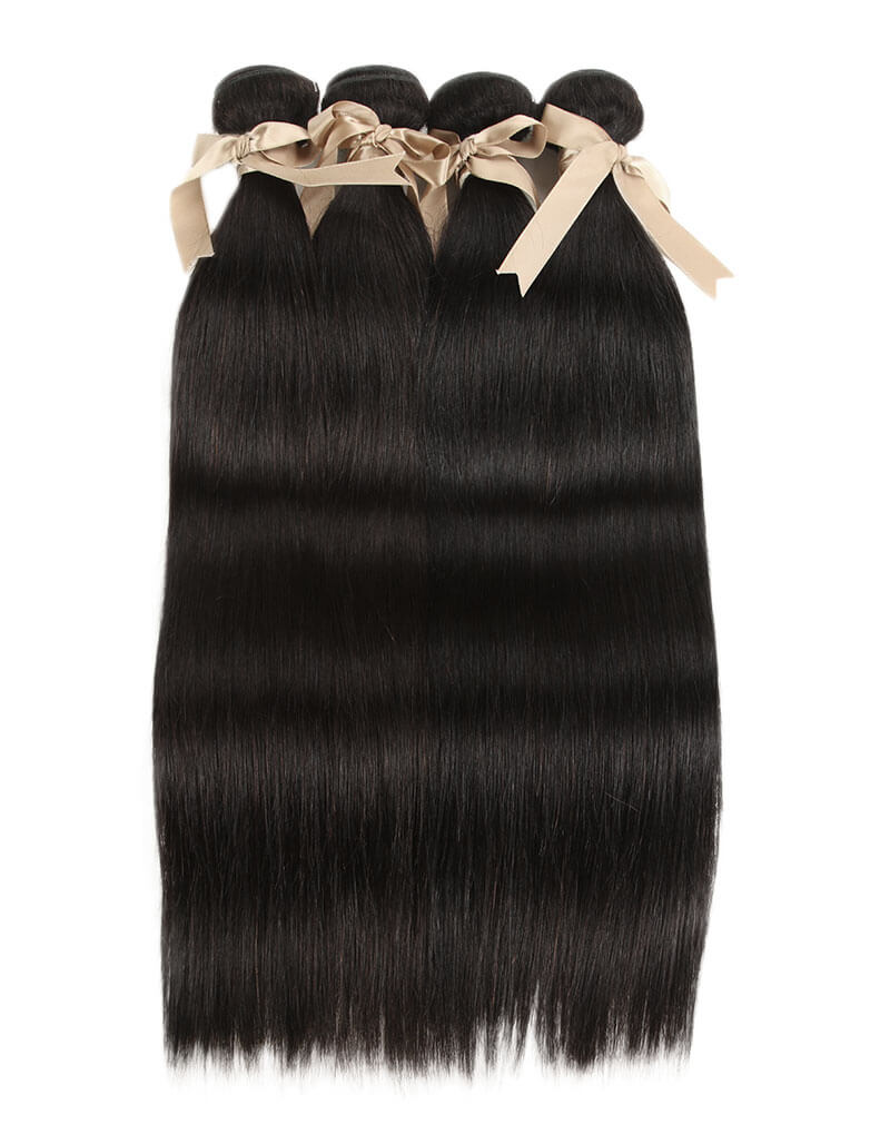 QVR Remy Human Hair Bundle Straight Hair 4 Bundles Natural Color