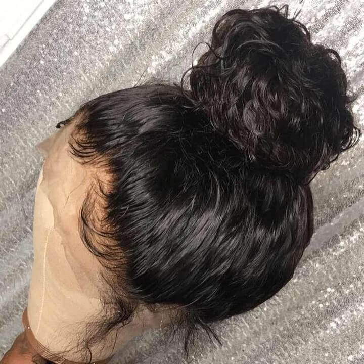 QVR Brazilian Jerry Curly Full Lace Wig Handmade Natural Black Human Hair Knotless Wigs