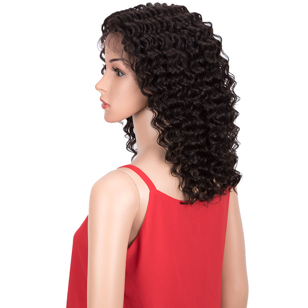 QVR Virgin Human Hair Part Lace Wig Deep Wave Wigs