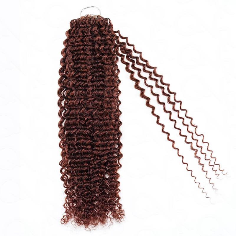 QVR Reddish Brown Crochet Weave Hair Extensions Machine Made #33B Feather Human Crochet Hair