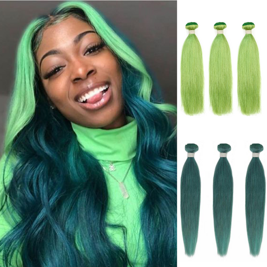 QVR Virgin Human Hair Green Hair Bundle