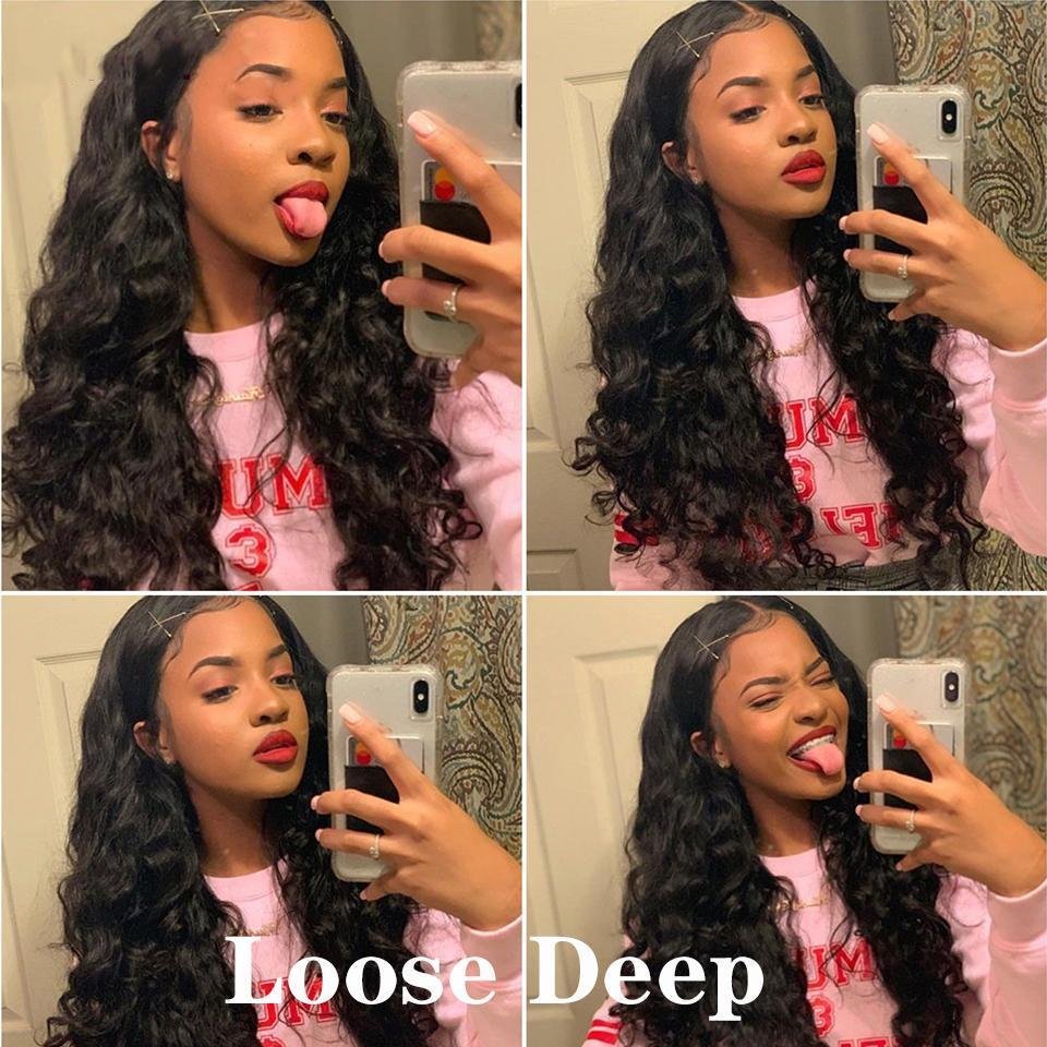 Loose Deep Wave Bundles with Closure Peruvian Hair Bundles with Closure Remy 100% Human Hair Bundles with 4x4 lace Closure