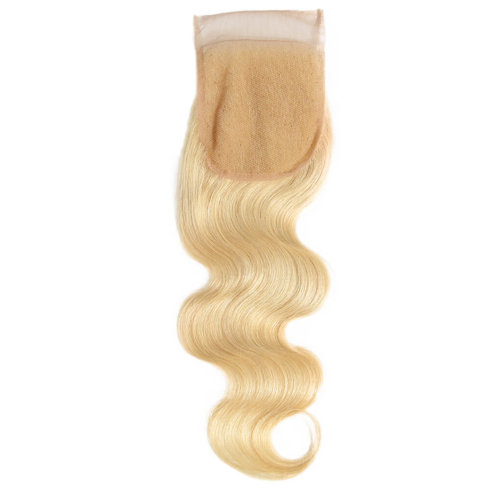 QVR Remy Human Hair 4*4 Blonde Body Wave Closure