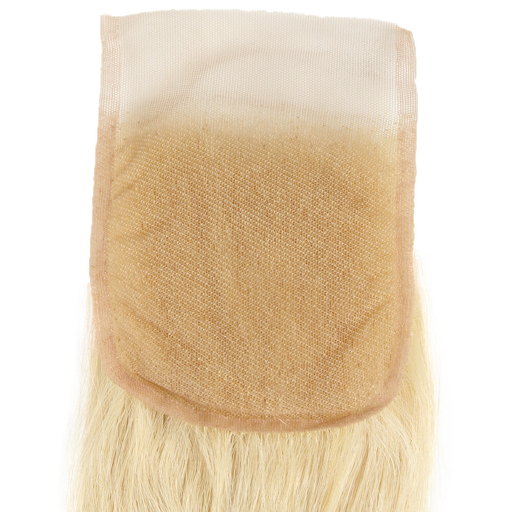 QVR Remy Human Hair 4*4 Blonde Straight Closure