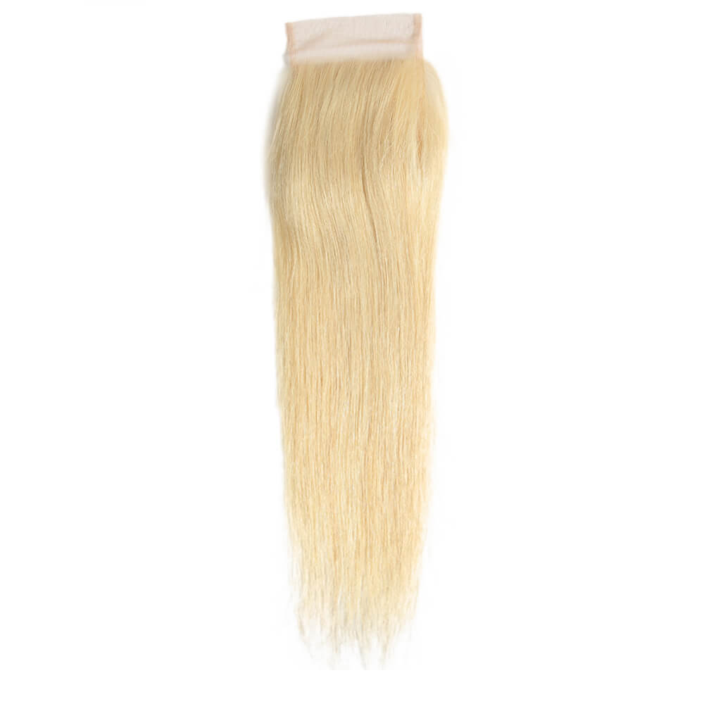 QVR Remy Human Hair 4*4 Blonde Straight Closure