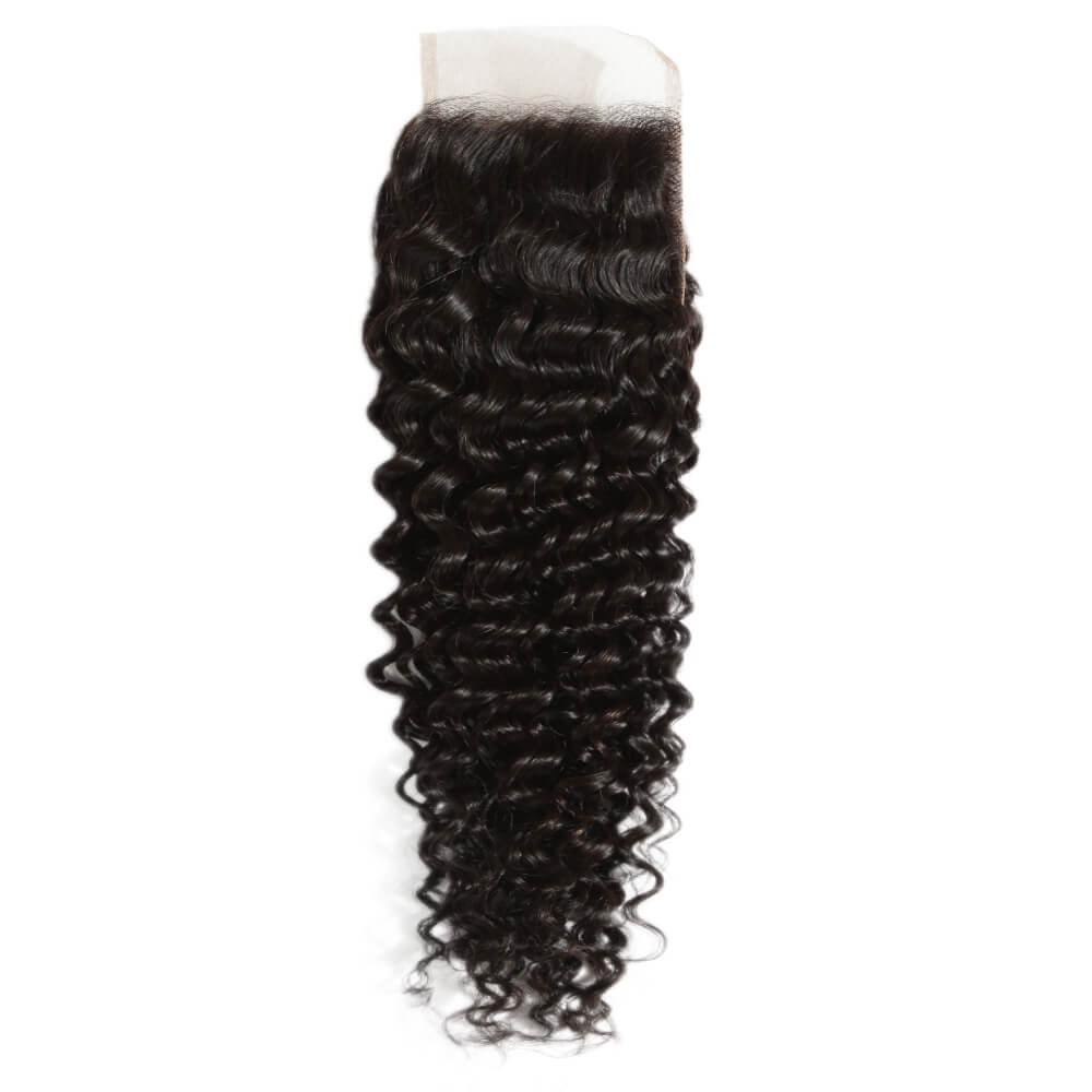 QVR Virgin Human Hair 4*4 Curly Closure Natural Color