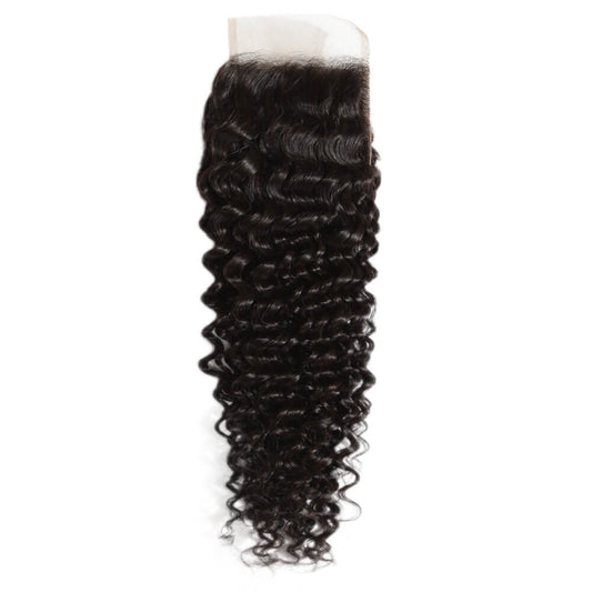 QVR Virgin Human Hair 4*4 Curly Closure Natural Color