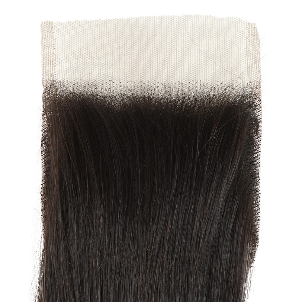 QVR Virgin Human Hair 4*4 Straight Closure Natural Color