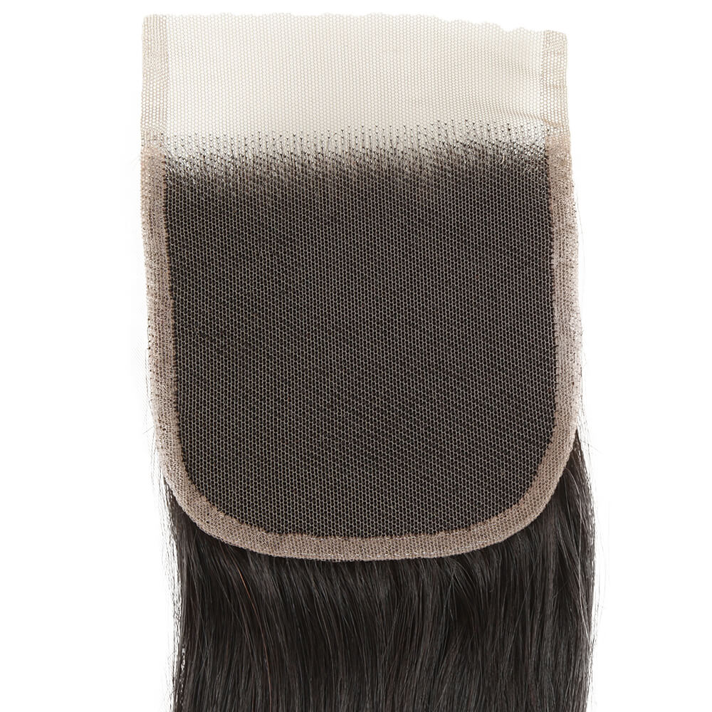 QVR Virgin Human Hair 4*4 Straight Closure Natural Color