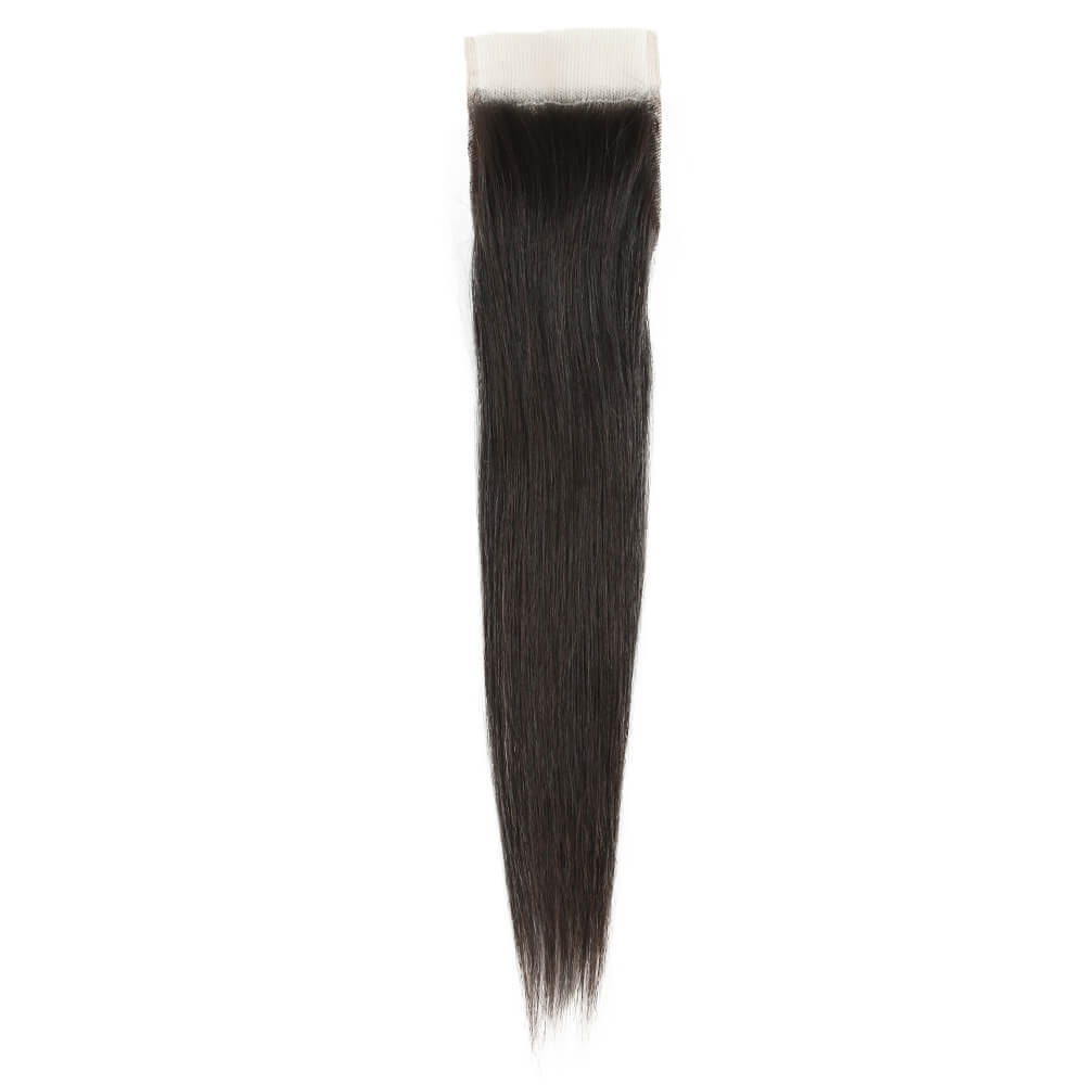 QVR Virgin Human Hair 4*4 Straight Closure Natural Color