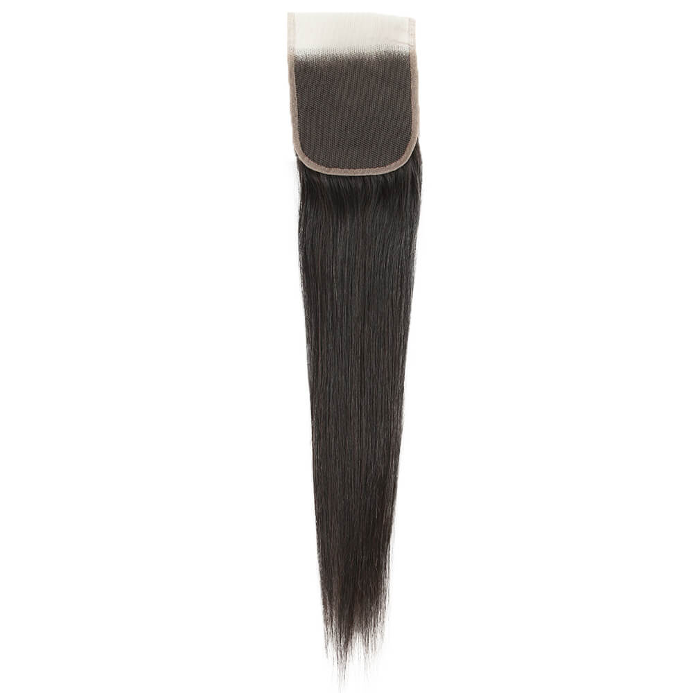 QVR Virgin Human Hair 4*4 Straight Closure Natural Color