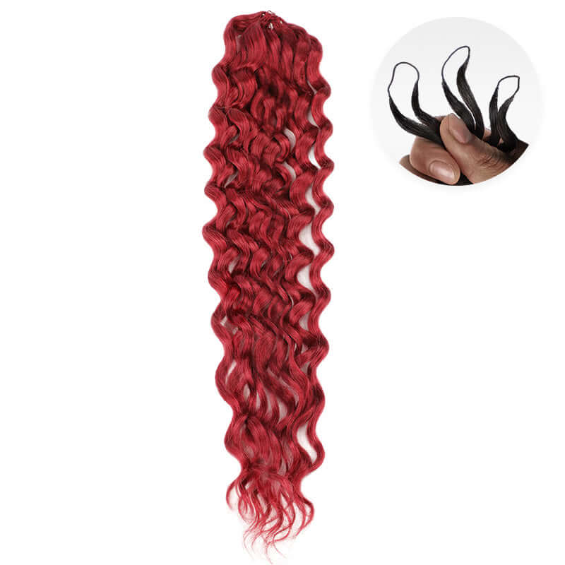 QVR 3 Packs Light Burgundy #530 Color Water Wave Handmade Crochet Braid Human Hair Extensions