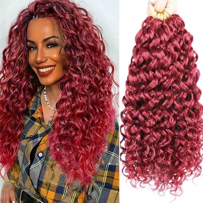 CLEARANCE|Bright Burgundy #530 Water Wave Crochet Braid Hair Extensions