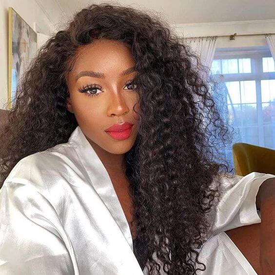 QVR Pre Plucked Long Curly Lace Front Wig High Quality Long Human Hair Wigs