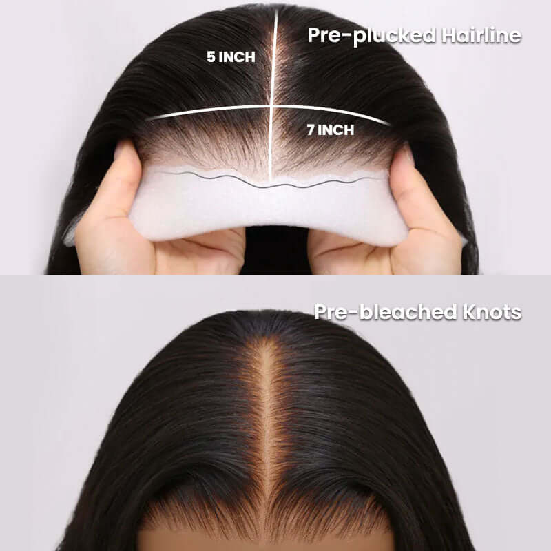 QVR Pre-Bleached Deep Wave 7x5 Lace Wig Glueless Human Hair Wigs
