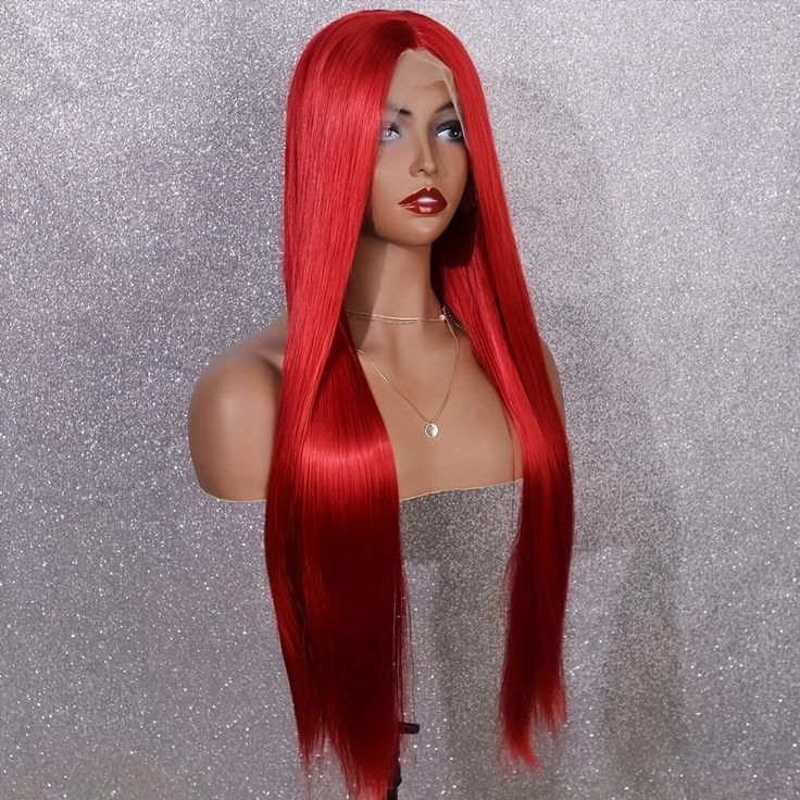 QVR Pre Plucked Red Color Straight 13x4 Lace Front Wig Colored Nature Hairline Human Hair Wigs
